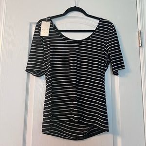 A New Day, black and white striped scoop neck, long sleeve shirt. NWT. medium
